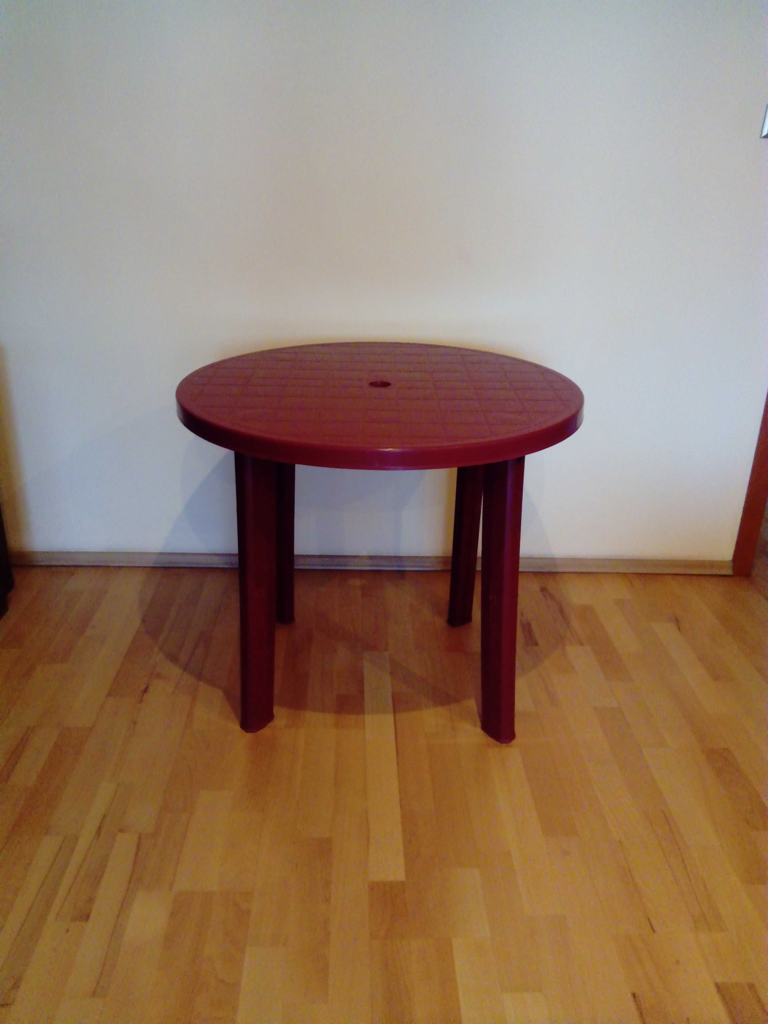 Zestaw 4 krzesła+stół, tworzywo sztuczne, bordo