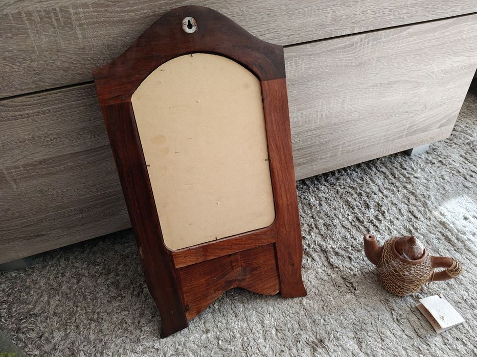 Lustro drewniane etniczne z Indii antyk vintage