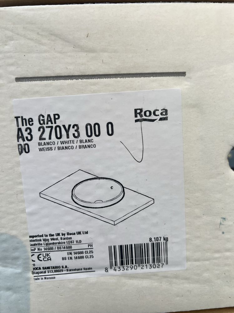 Roca Gap umywalka 39 cm wpuszczana okrągła biała A3270Y3000