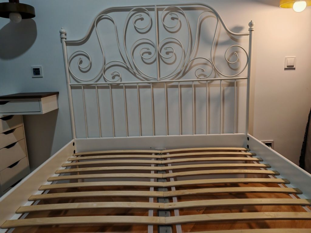Łóżko Ikea leirvik białe metalowe 140x200