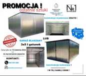 PROMOCJA! Garaż 3x5 1 gat szkielet OCYNK GRATIS! CAŁY KRAJ - SZYBKO !