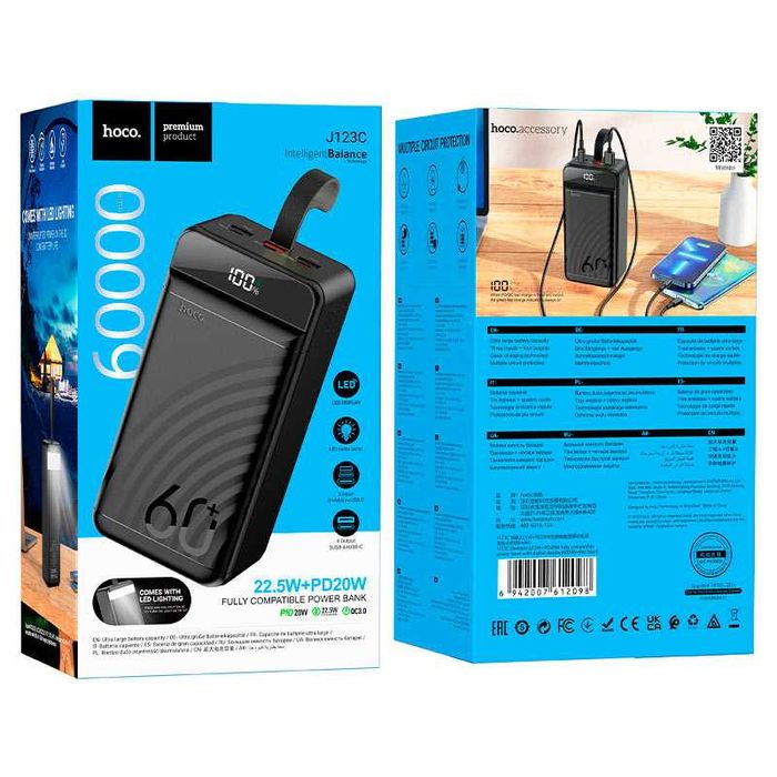 Hoco 60000mAh j123c - оригінальний повербанк; Power Bank baseus xiaomi