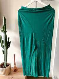 Zielona spodnica midi z rozcieciem dopsowana