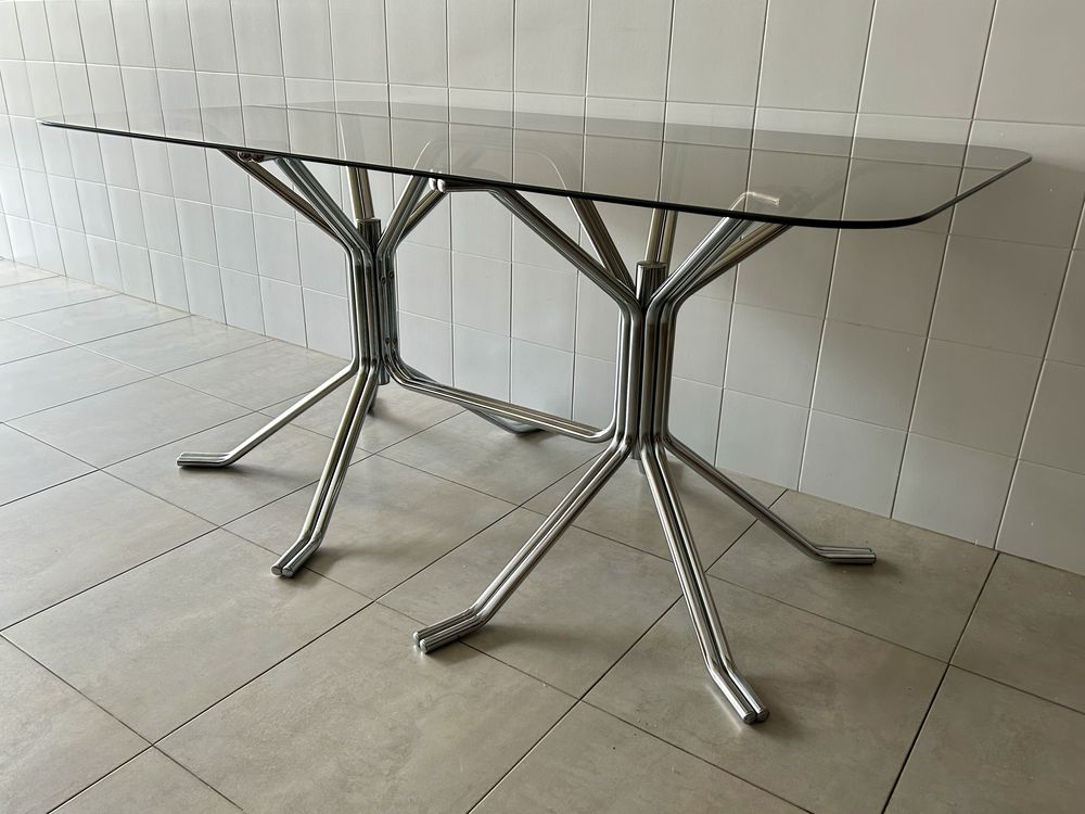 Mesa Vidro Cromada Vintage