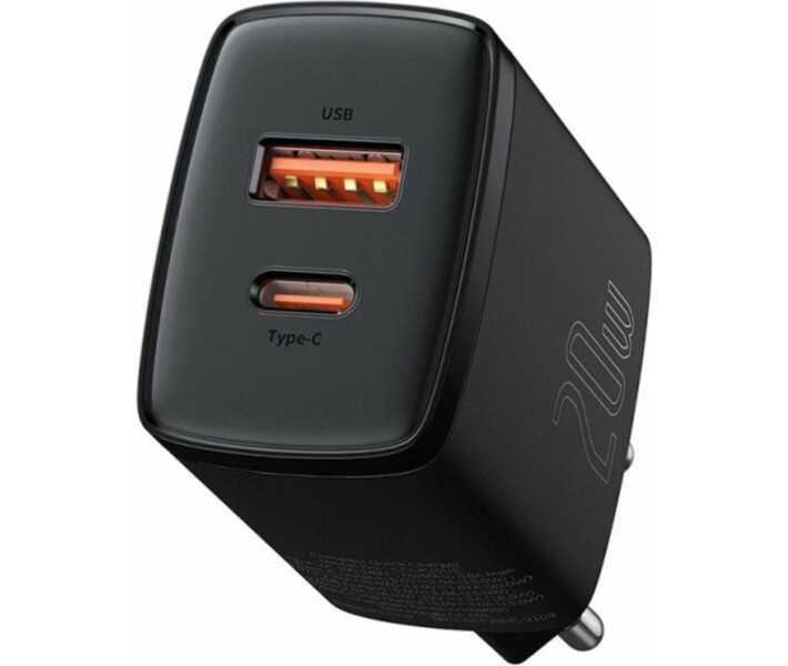 Baseus Compact Quick Charger U+C 20W EU Black (CCXJ-B01)