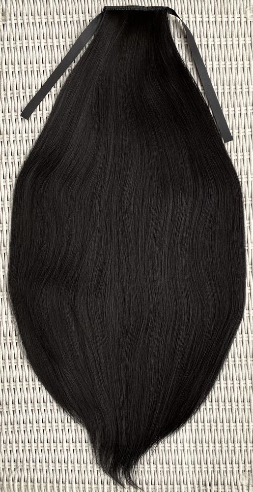 Premium Ultra włosy doczepiane, czarny, kucyk, 80 cm ( 295 )