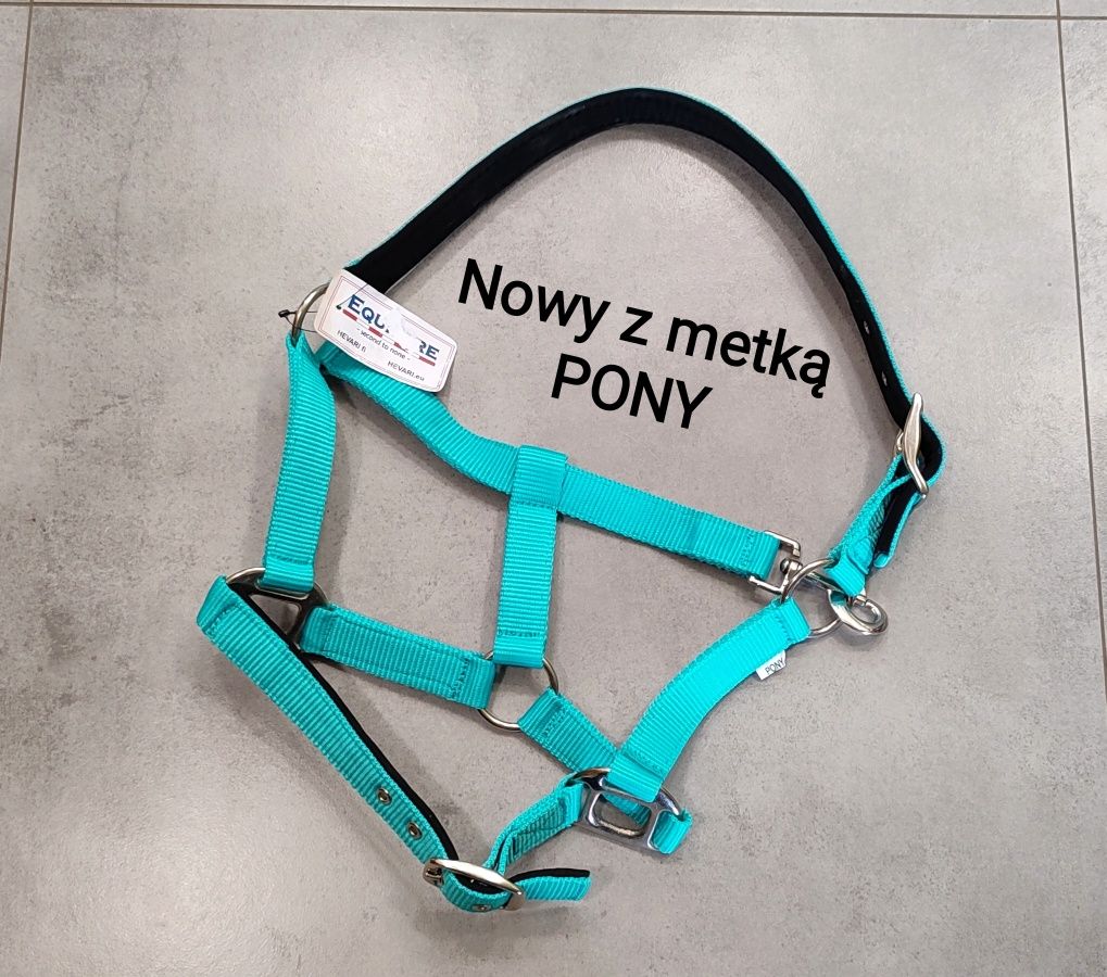 Nowy z metką kantar PONY z podszyciem, turkusowy