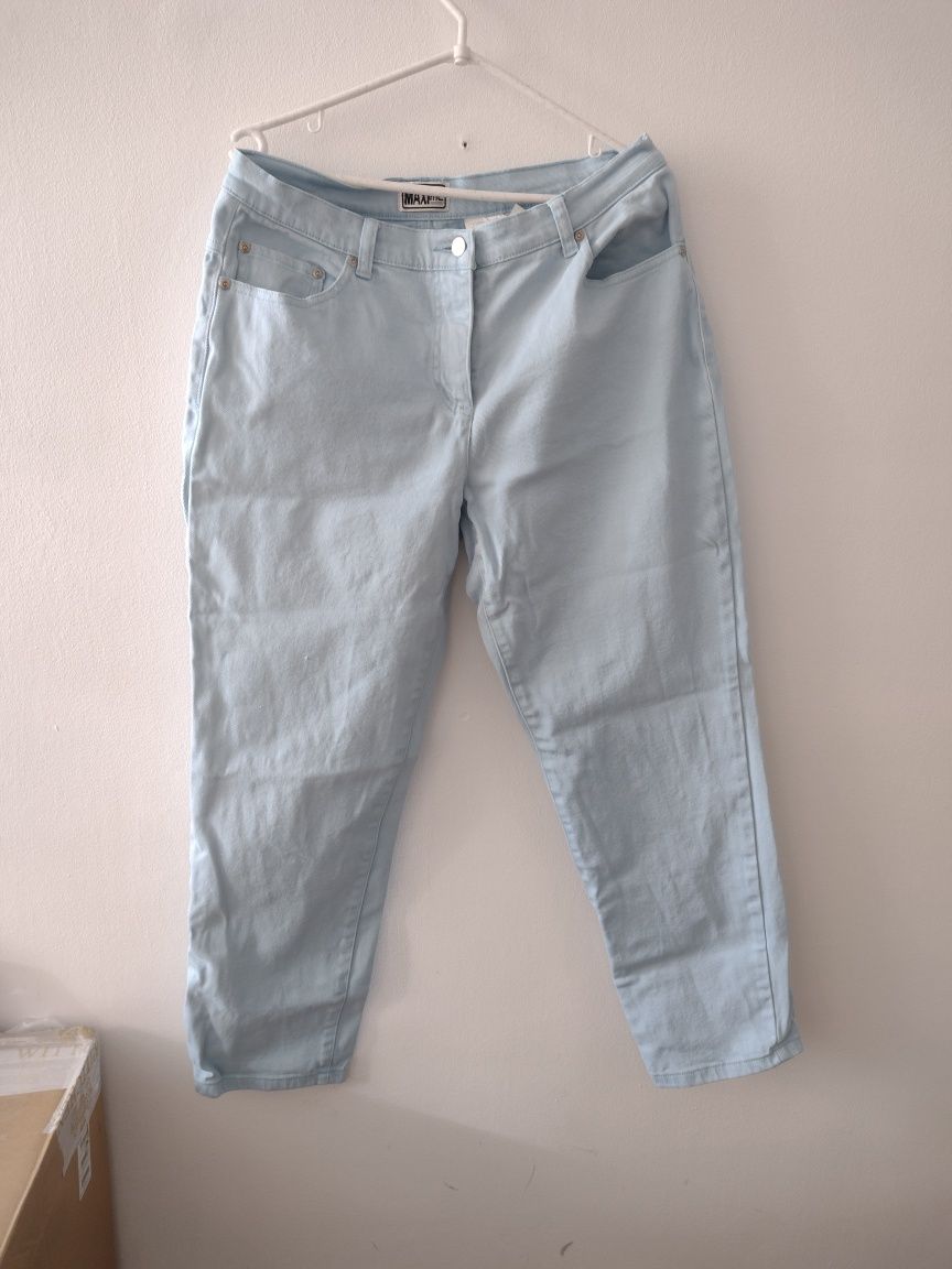 Błękitne vintage jeans 44 XXL. Pas 42, biodra 55cm, materiał się rozci