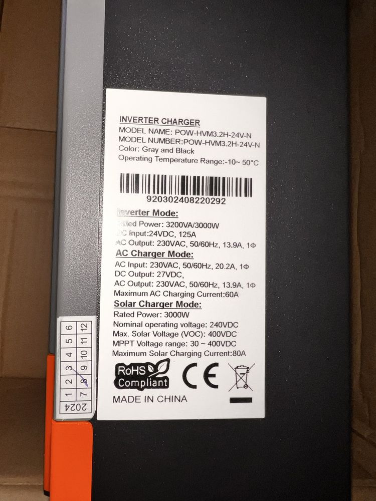 Гібридний інвертор POWMR Solar 3200W 24V (безперебійник, UPS, ДБЖ)