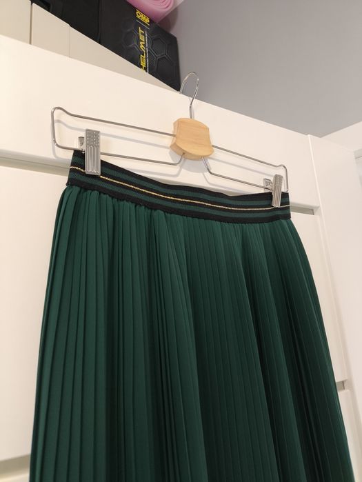 Spódnica damska świąteczna plisowana butelkowa zieleń rozmiar uni