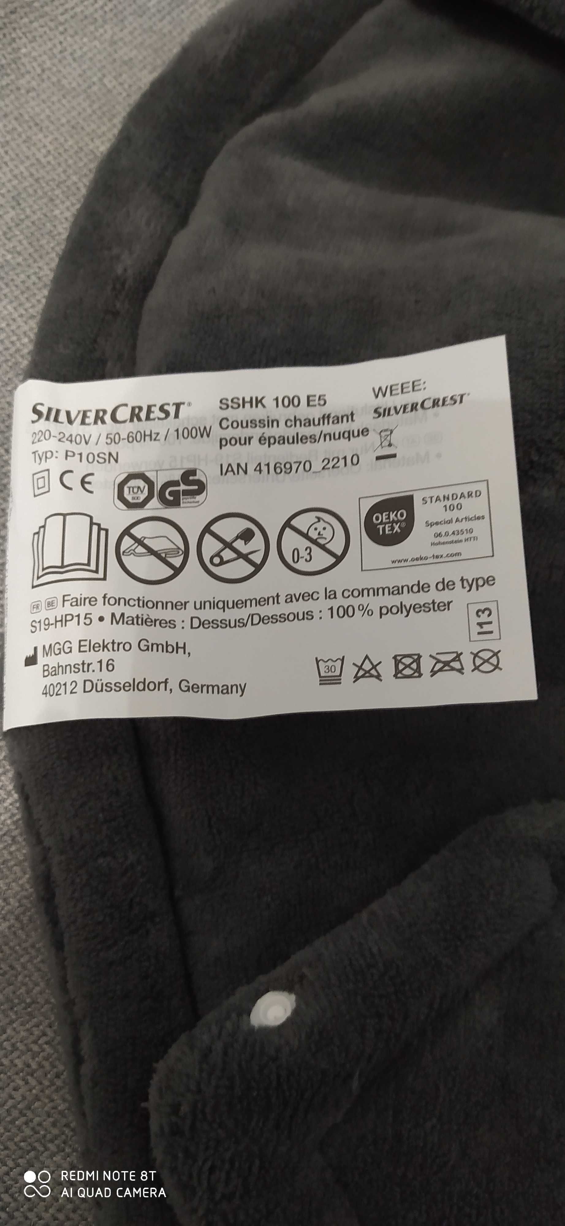 Poduszka elektryczna ogrzewająca kark plecy SilverCrest SSHK 100 E5
