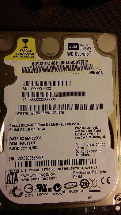 Disco SATA Western Digital 2.5'' (de portátil) 250 Gb