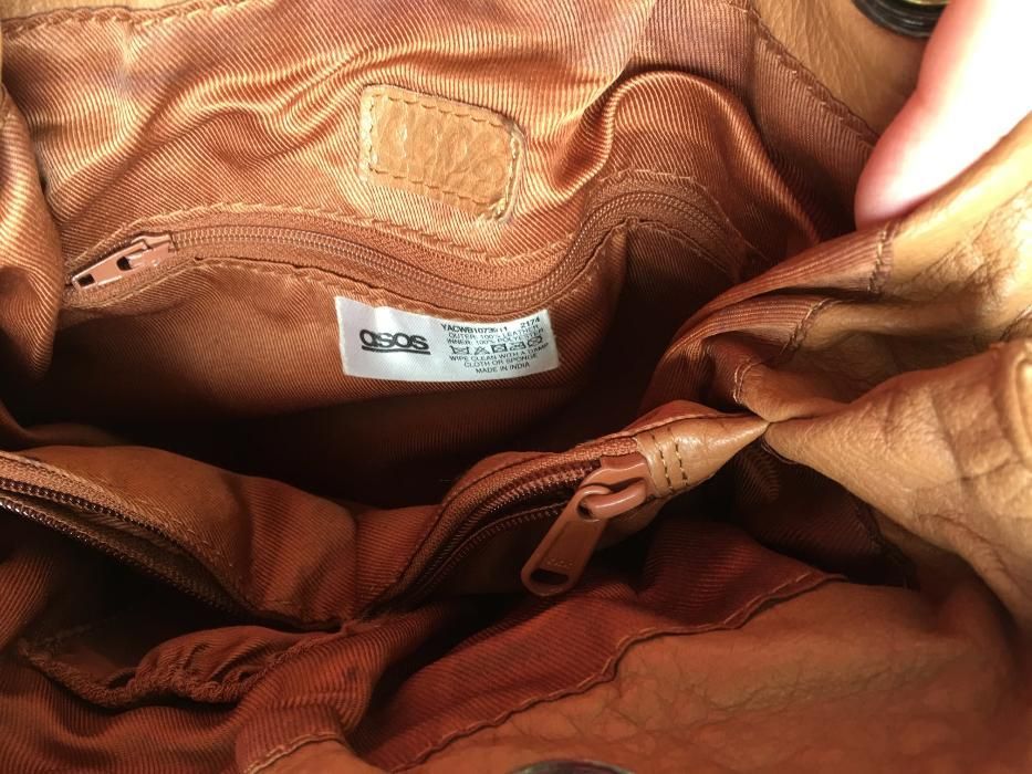 Torebka ASOS skóra naturalna camel karmel NOWA worek