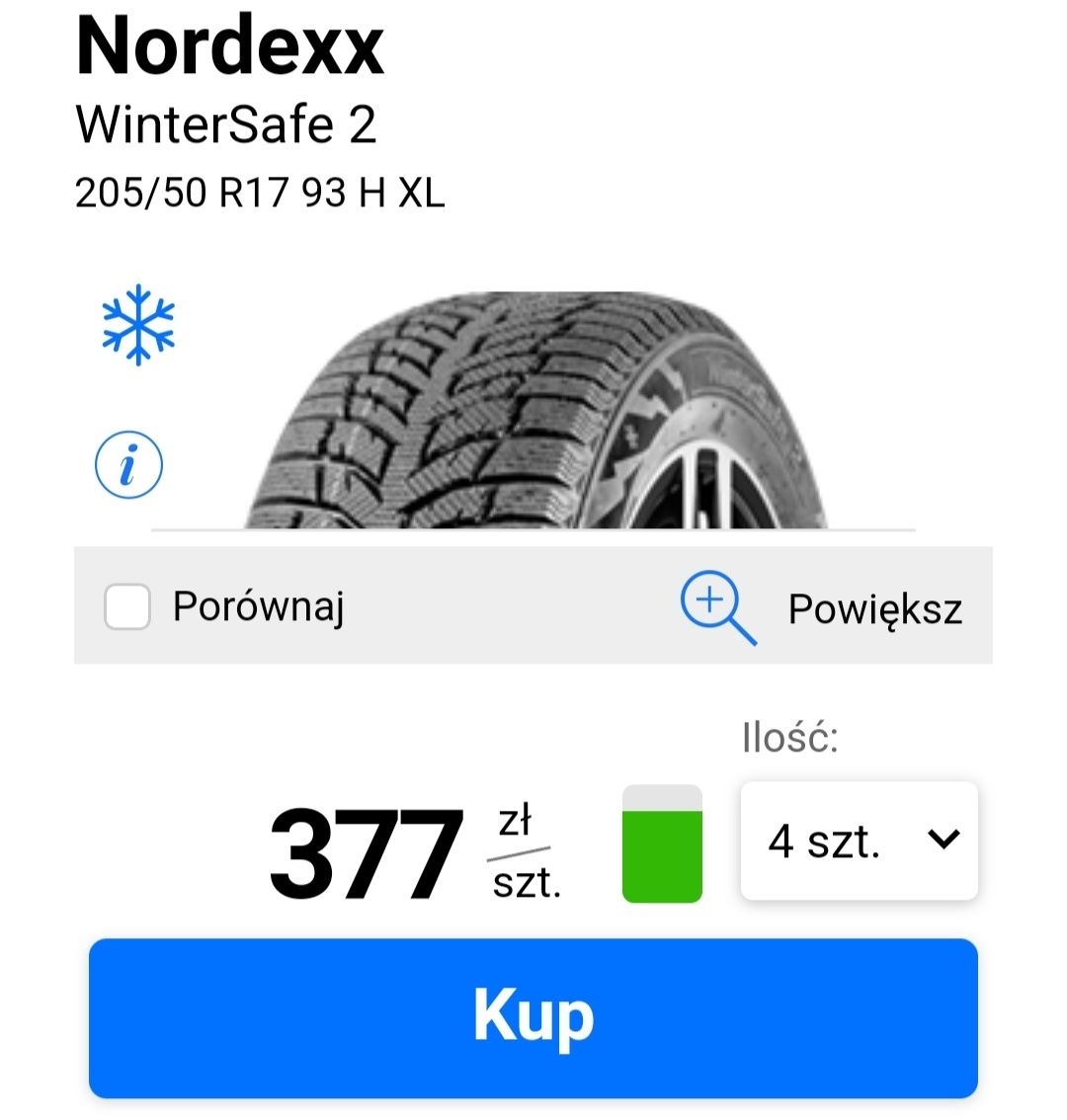 Nowe opony zimowe 205/50 R17. 4 sztuki