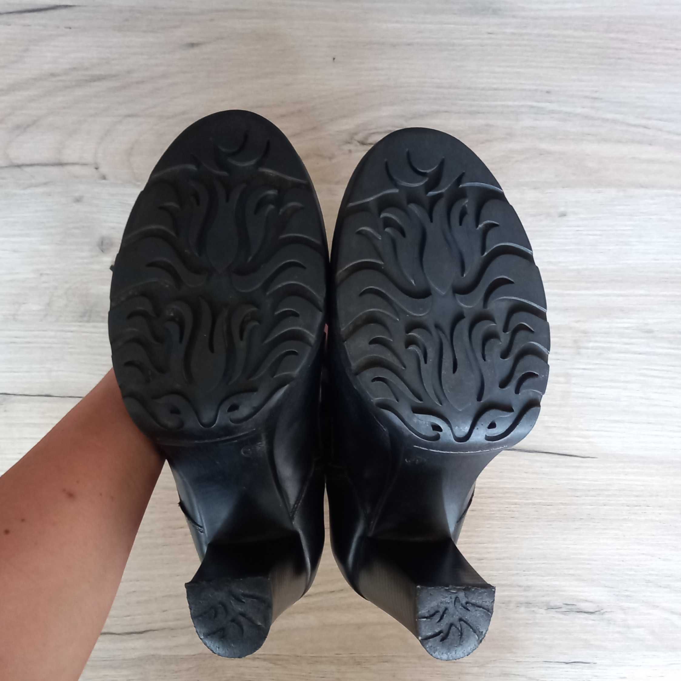 Ботильоны чёрные натуральная кожа ботинки чоботи взуття черевики 39 р