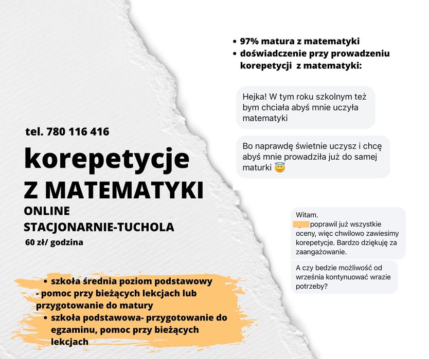 korepetycje z MATEMATYKI stacjonarnie Tuchola