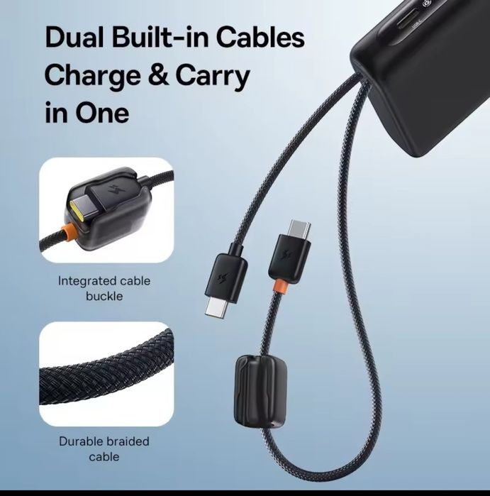 Baseus PowerBank 20000 мАг 100вт
Вт, подвійний кабель USB-C, швидка за