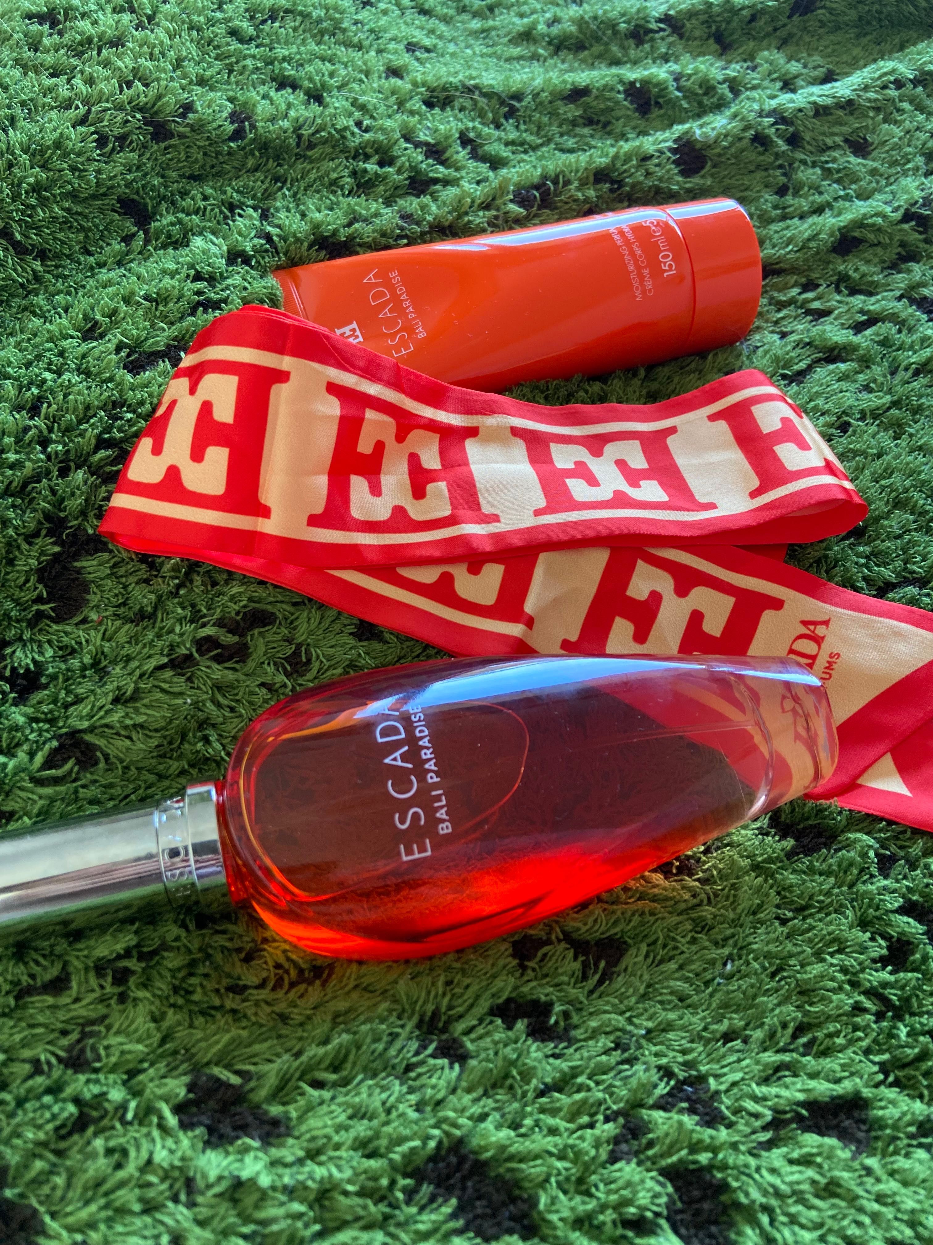 Escada Bali Paradise perfume + body cream + ribbon