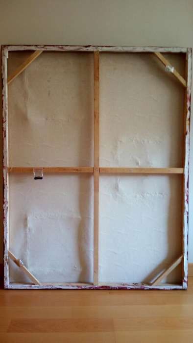 Quadro em técnica mista com aplicações em latão dourado,com 130x100 cm