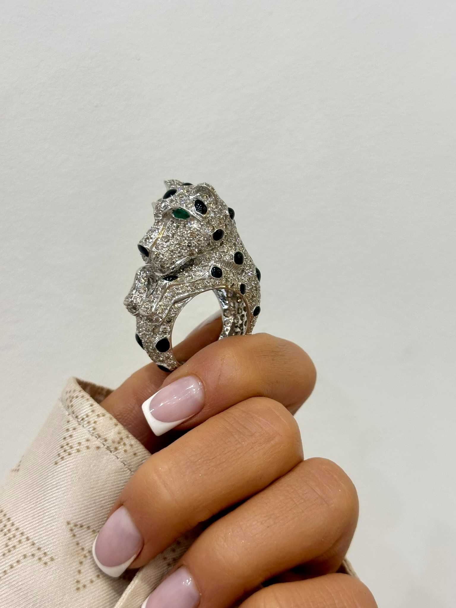 Pierścionek kotek/pantera z diamentami naturalnymi 11.30 CT