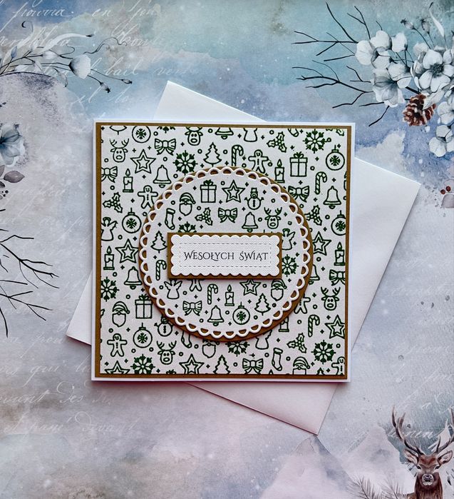 Kartka świąteczna ręcznie robiona z kopertą