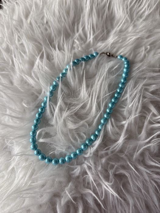 Naszyjnik z koralików jasny turkusowy sztuczne perły korale koraliki