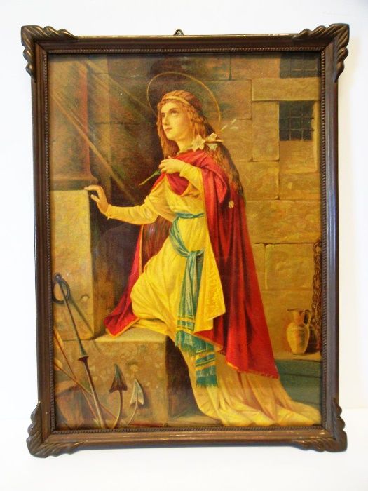 antiga imagem de Santa Filomena com moldura