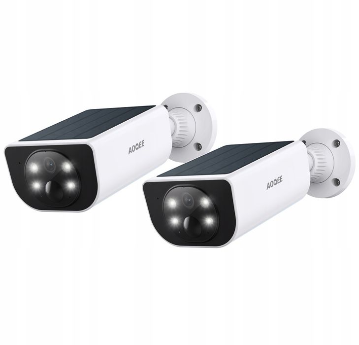 System Monitoringu WiFi, 2 Kamery Solarne, 2K, AOQEE S1, Alexa, Google