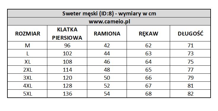 8 Sweter męski od M do 5XL max 136 w klacie