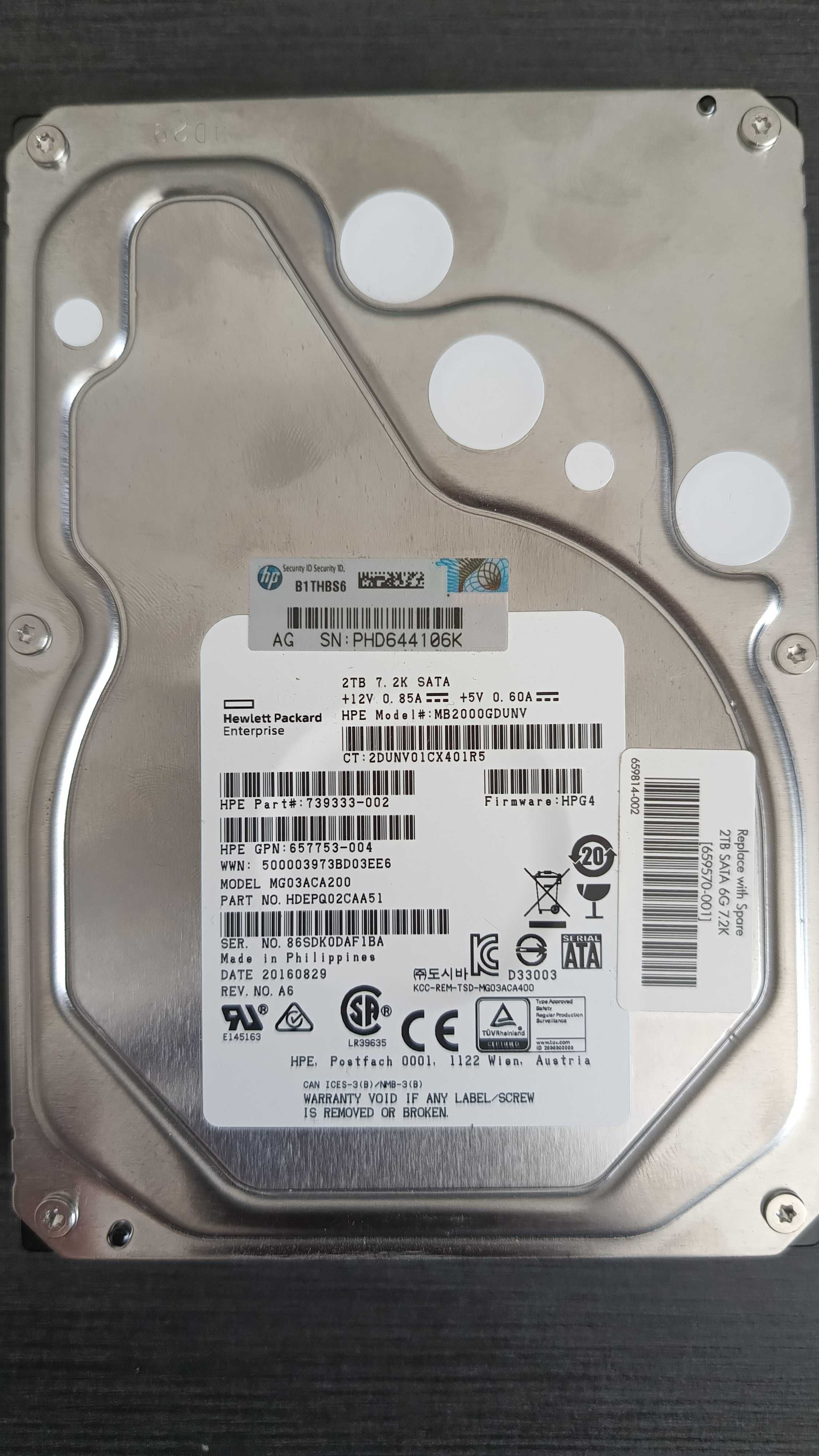 Dysk HDD HP 2TB - S.M.A.R.T = dobry