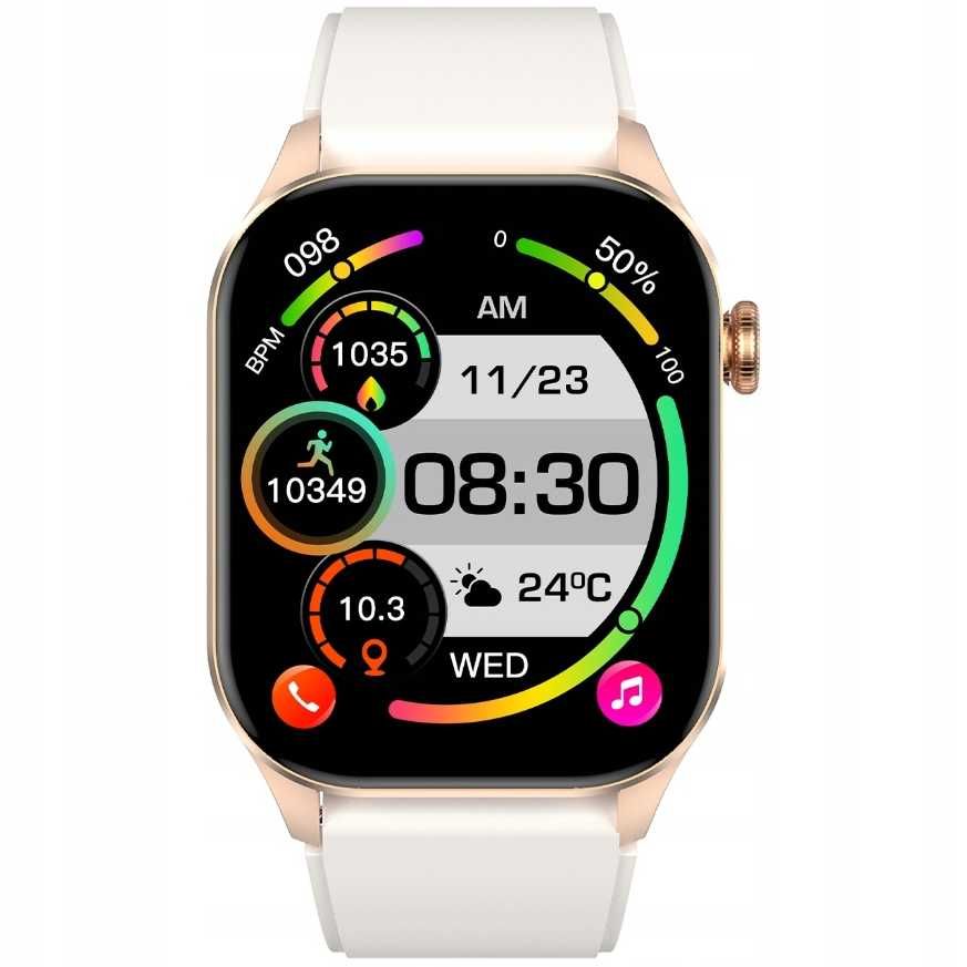 Smartwatch Damski Zegarek Pomiar Glukozy Ciśnienie Rozmowy 2 paski PL