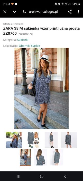Sukienka Zara l 40 długi rękaw wiskoza letnia rozkloszowana
