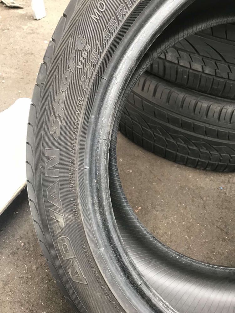 Шины Yokohama Advan 225/45r17 Пара Лето Б/у Склад Оригинал