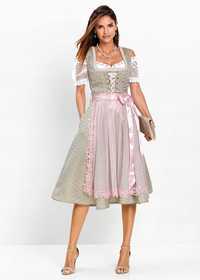 B.P.C. sukienka ludowa midi z rożowym fartuszkiem ^46