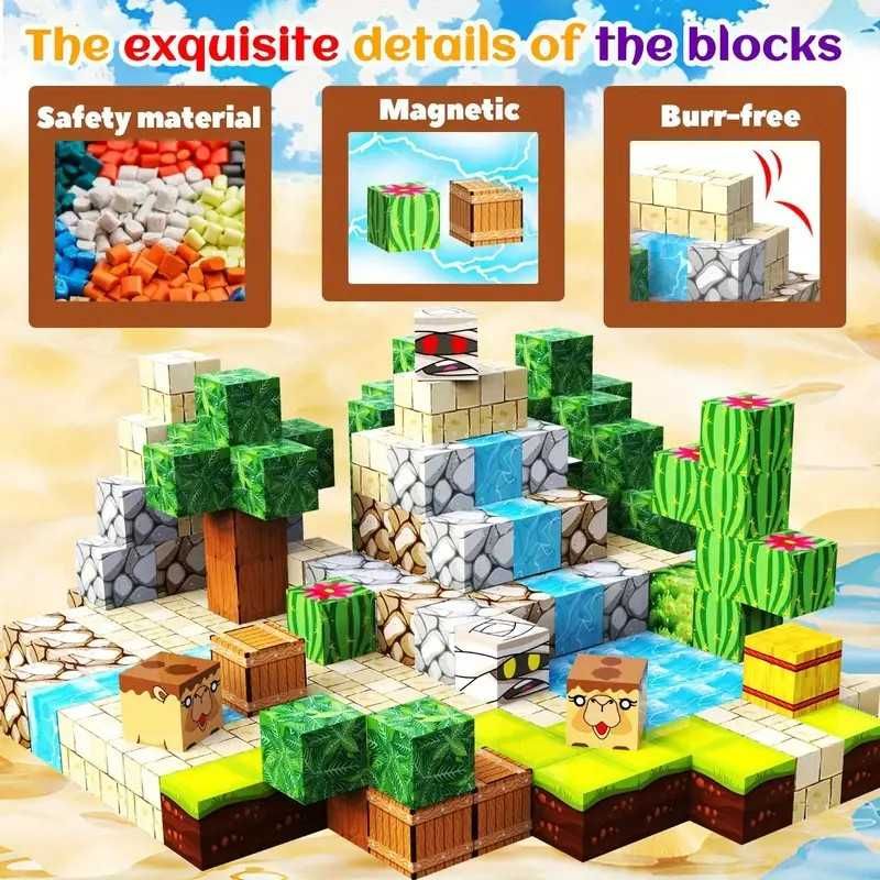 Магнітний конструктор Майнкрафт 100 блоків Minecraft магнітні кубики