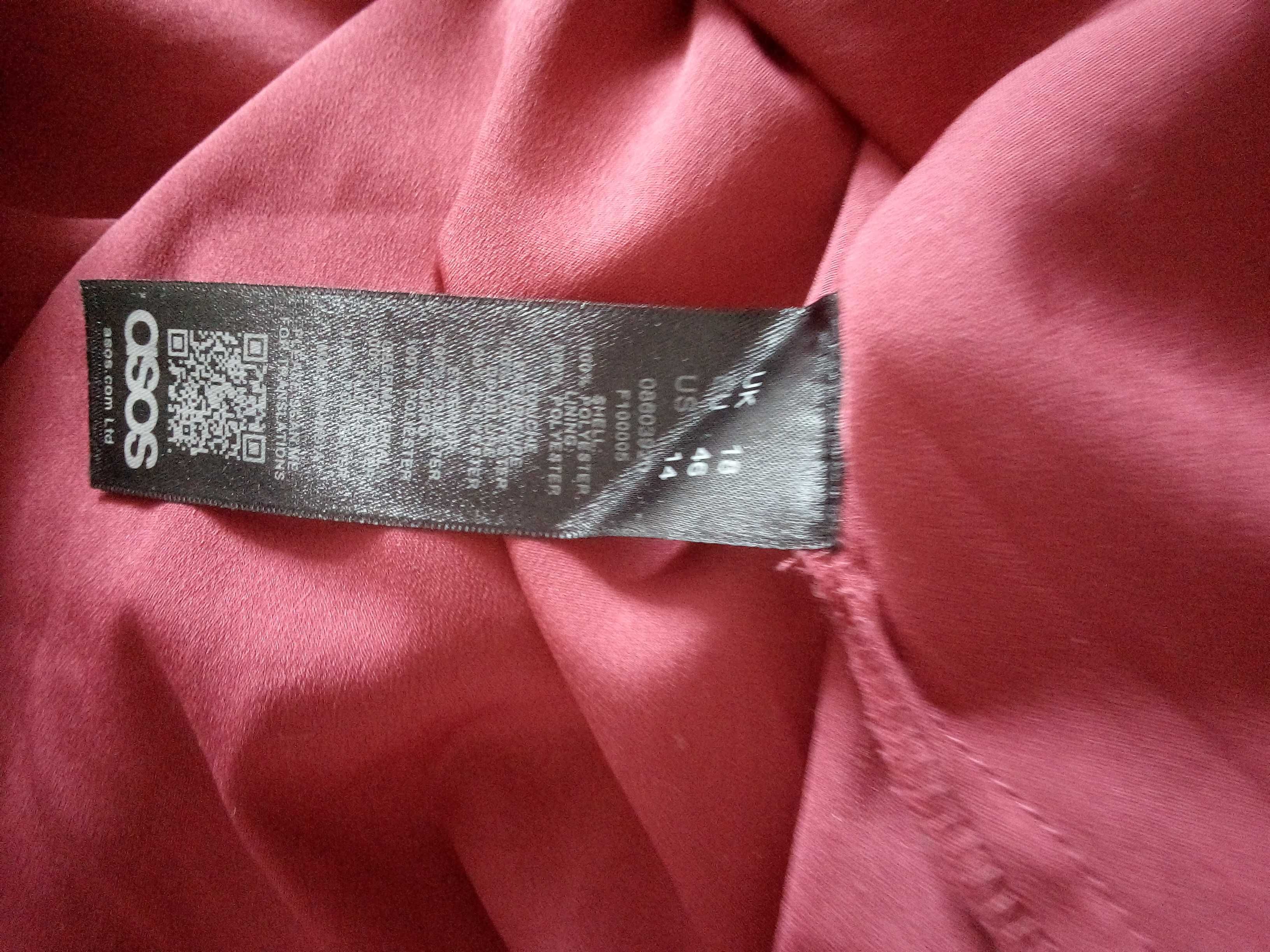 długa bordowa sukienka szyfonowa ASOS 44/46 wiązanie bal/wesele