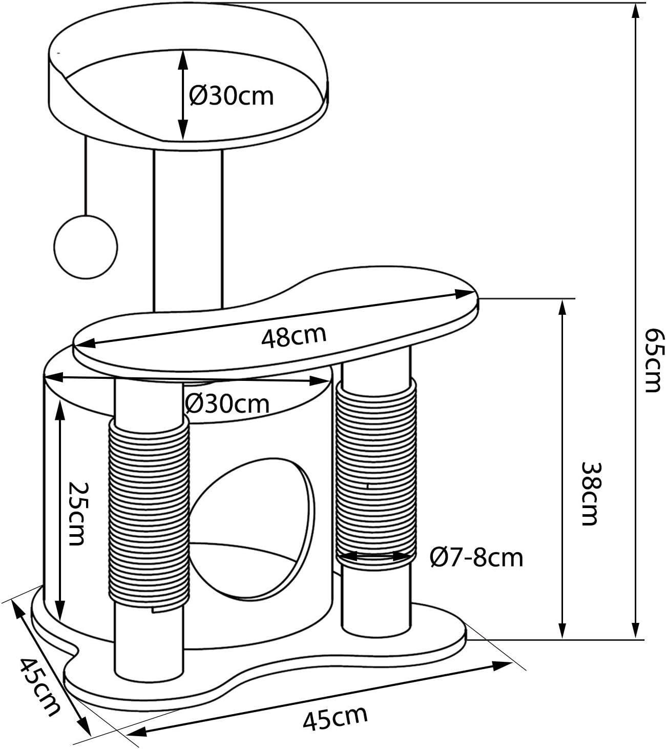 LIONTO Drapak Z Legowiskiem + Zabawka Dla Kota 65cm, kolor brązowy
