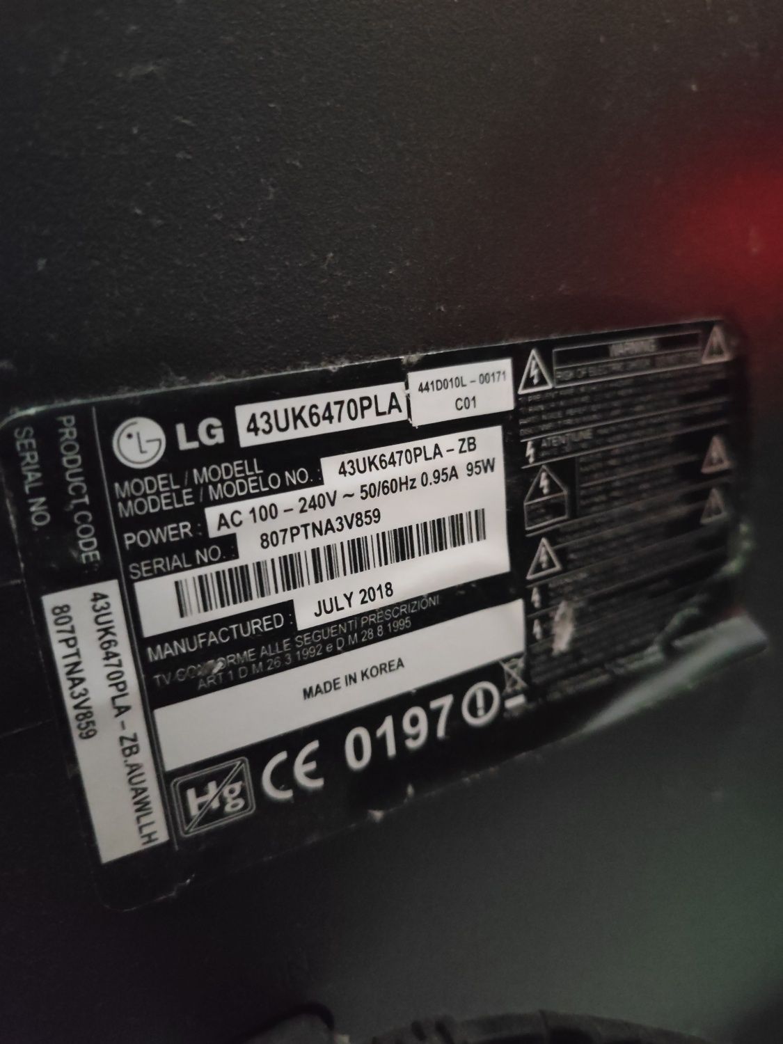 Телевізор LG 43 UK6470pla Smart