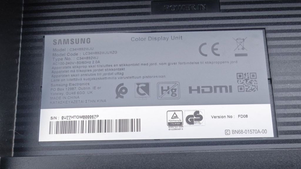 Monitor Zakrzywiony Samsung C34H892WJU matryca 34