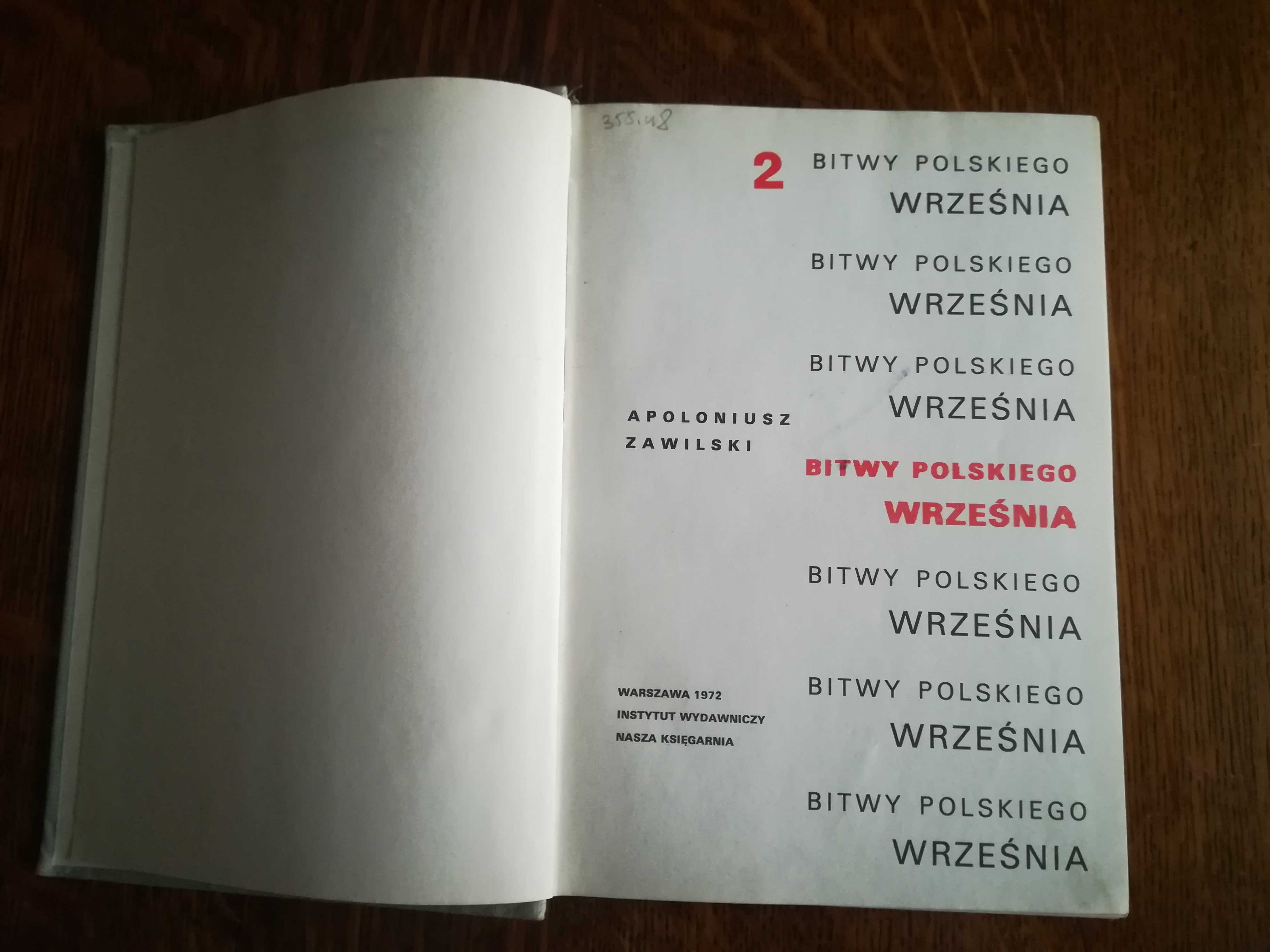 Bitwy Polskiego Września tom 1 i 2 A. Zawilski  Warszawa 1972 antyk