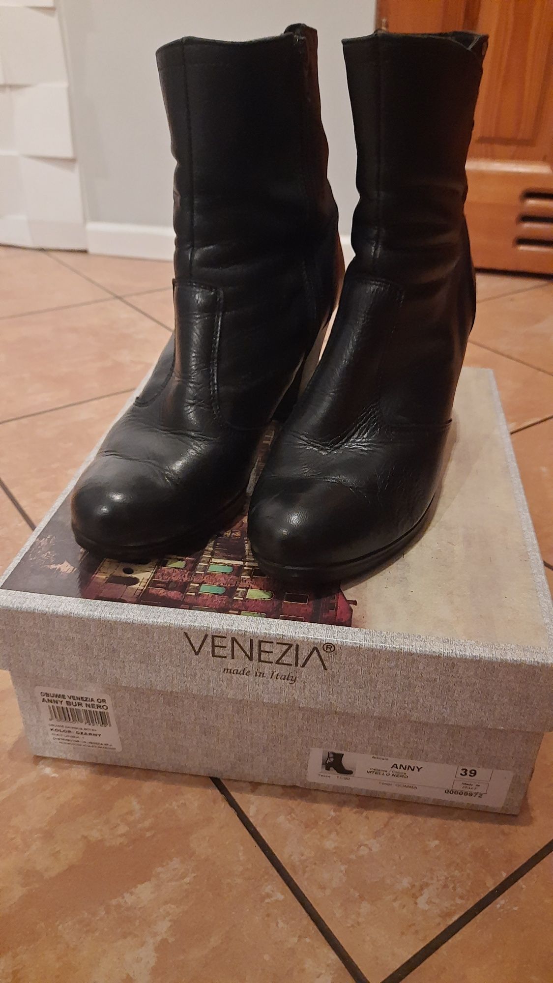 Botki kozaki buty zimowe Venezia 39 skóra