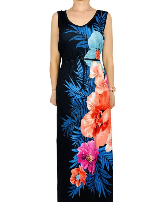 Sukienka maxi w czarnym kolorze z dużym kwiatowym nadrukiem L/XL 40/42
