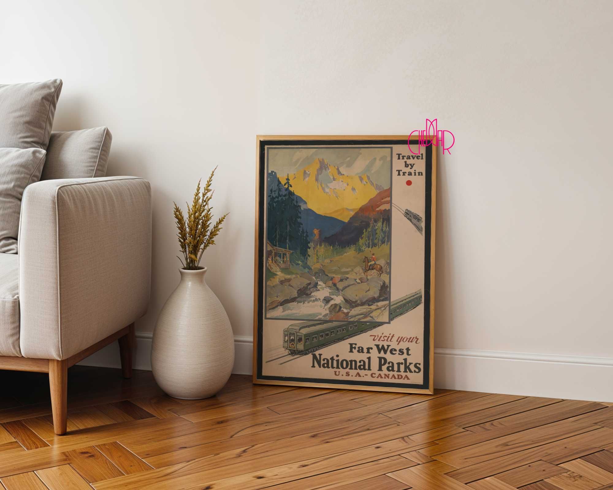 Plakat „Far West National Parks”, vintage, USA, Kanada, Parki Narodowe