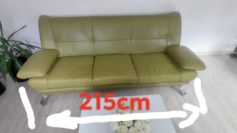 Zestaw wypoczynkowy ze skóry naturalnej Akimo meble Sofa +2 fotele