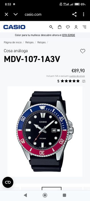 Relógio Casio Duro Pepsi