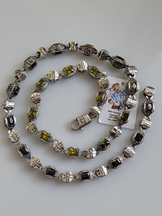 Срібний чоловічий 170г ланцюжок мужская серебряная цепочка 925 камнями