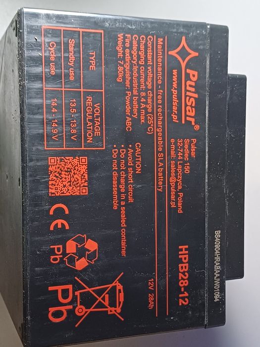 Akumulator Pulsar HBP28-12 * 12V * 28Ah * Alarm * UPS *