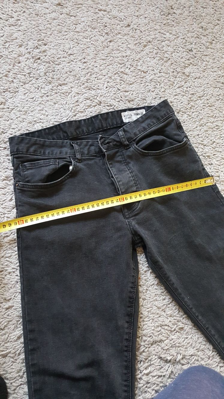 Spodnie jeansy męskie skinny S czarne elastyczne