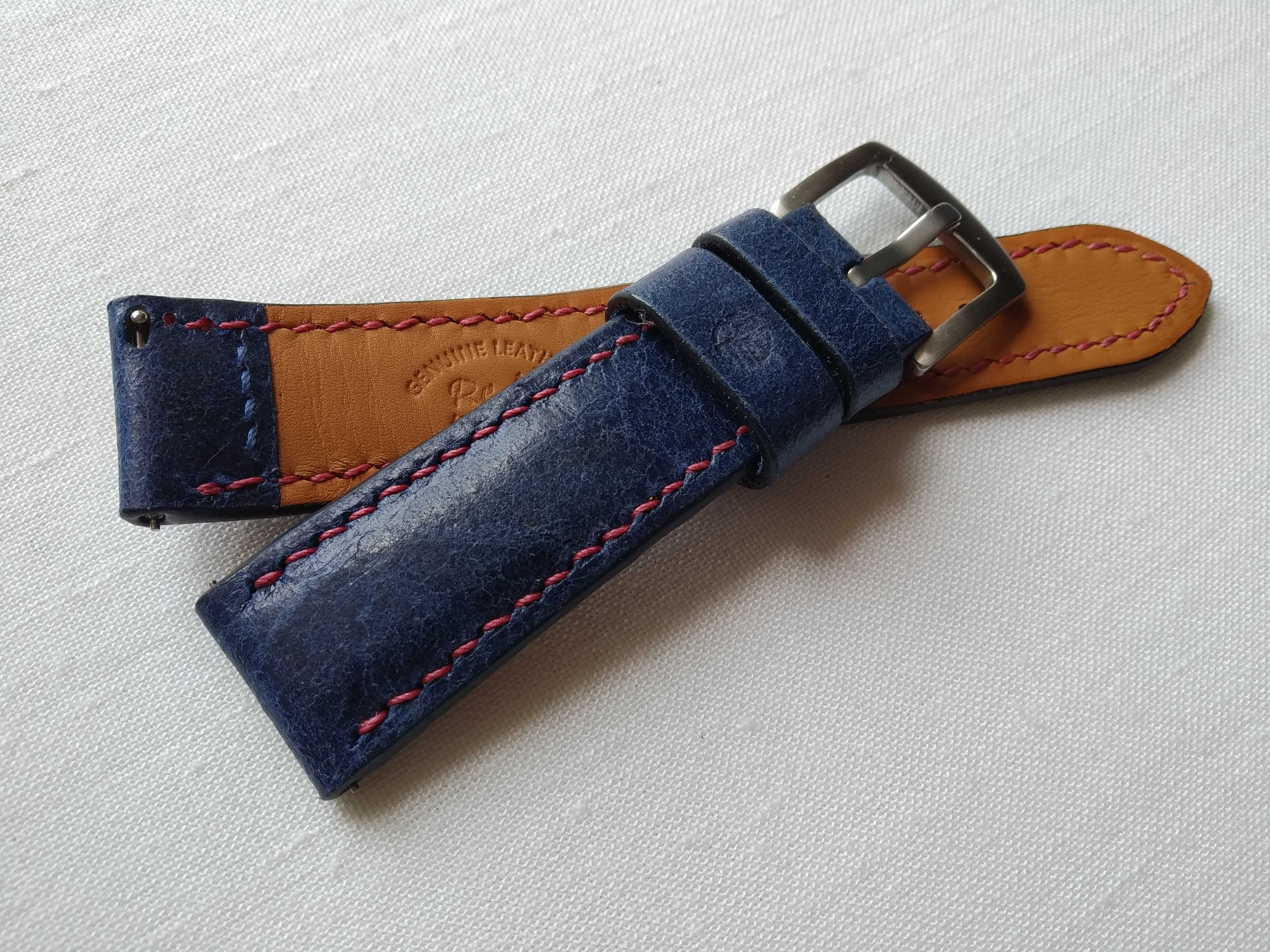 Pasek skórzany do zegarka 22/20 mm skóra Full Grain , szybki montaż