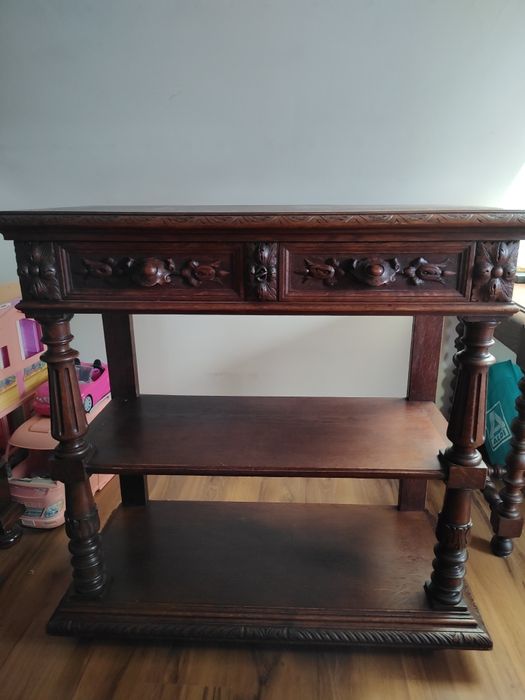 Pomocnik, stolik eklektyczny z blatem marmurowym